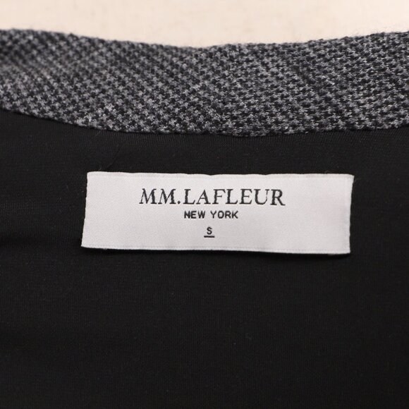 M.M.LAFLEUR Casey Dress Mini Houndstooth Ruched Drape Wrap Gray/Black Size S - Picture 8 of 9